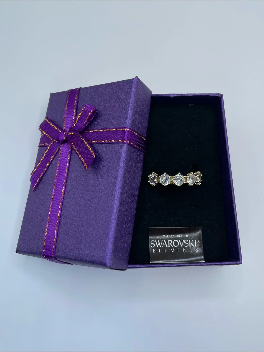 Swarovski Crystal Elements White Crystal Half Eternity Band Ring Sz 7 Glam